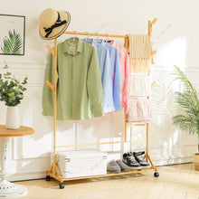 Load image into Gallery viewer, Bamboo Clothes Rack with Bottom Shelf Shoe Clothing Organizer Living and Home