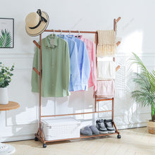 Load image into Gallery viewer, Bamboo Clothes Rack with Bottom Shelf Shoe Clothing Organizer Living and Home