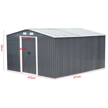 Load image into Gallery viewer, Livingandhome 12 x 10ft Metal Garden Shed with Foundation - Dark Grey