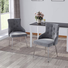 Load image into Gallery viewer, Grey Velvet Tufted Dining Chair with Cushion Living and Home