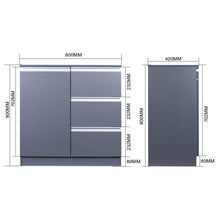 Load image into Gallery viewer, 80cm W Grey Sideboard Cabinet with 3 Drawers Cabinets Living and Home