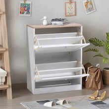 Load image into Gallery viewer, Livingandhome Wooden 2 Drawer Flip Down Shoe Cabinet