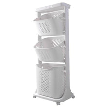 Load image into Gallery viewer, 2/3-Tier Bathroom Plastic Storage Trolley Laundry Basket Laundry Baskets Living and Home 3 Tier
