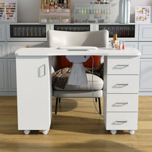 Load image into Gallery viewer, 120cm Wide White Manicure Table with Dust Collector and Wrist Cushion Dressing Tables Living and Home