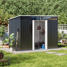 Load image into Gallery viewer, 8.6 ft Garden Bike Sheds Metal Storage Shed with Lockable Sliding Doors Garden Sheds Living and Home