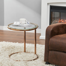 Load image into Gallery viewer, Dia.45cm Glass End & Side Table Furniture Living Room Round Sofa Table Tea Table End Table Living and Home Rose Gold