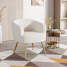 Load image into Gallery viewer, Boucle Teddy Fabric Armchair with Metal Legs White Tub Chairs Living and Home