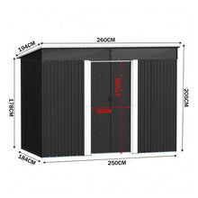 Load image into Gallery viewer, 8.5 x 6ft Garden Metal Storage Shed with Lockable Sliding Doors - Black