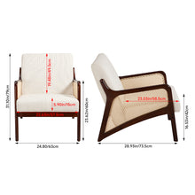 Load image into Gallery viewer, Corduroy Armchair with Rattan Armrest - Beige