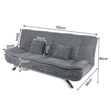 Load image into Gallery viewer, Grey Linen Fabric 2-Seat Convertible Sofa Bed with Pillows