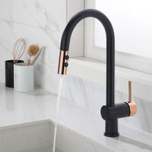 Load image into Gallery viewer, Black Pull Out Single Lever Mono Tap with 2 Jet Options