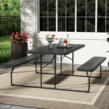 Load image into Gallery viewer, Livingandhome Foldable Picnic Table and Bench Set with Parasol Hole