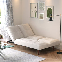 Load image into Gallery viewer, Faux Suede 3 Seater Upholstered Sofa Bed with Wood Legs Living and Home