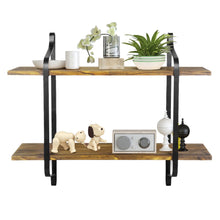 Load image into Gallery viewer, Livingandhome Industrial 2-Tier Home Decor Floating Wall Shelves