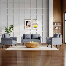 Load image into Gallery viewer, Modern Upholstered Fabric Sofa 2 Seater with 2 Pillows in Grey 2 Seater Sofas Living and Home