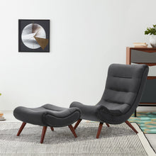 Load image into Gallery viewer, Black Modern Curved Velvet Lounge Chair with Footstool Lounge Chairs Living and Home