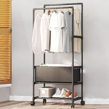 Load image into Gallery viewer, Livingandhome Double Rod Metal Clothes Rack on Wheels