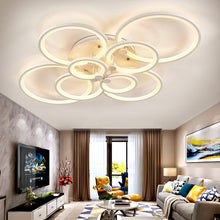 Load image into Gallery viewer, 4/6/8 Rings Circle LED Semi-Flush Ceiling Light Dimmable/Non-Dimmable Ceiling Light Living and Home 8 Rings Dimmable with Remote Control Warm Light