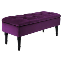 Load image into Gallery viewer, Buttoned Velvet Storage Bench Luxurious Velvet Upholstery with Sturdy Rubberwood Legs and Spacious Storage Storage Footstools & Benches Living and Home