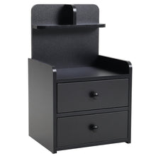 Load image into Gallery viewer, Minimalist Black Wooden Bedside Table with Drawers Cabinets Living and Home