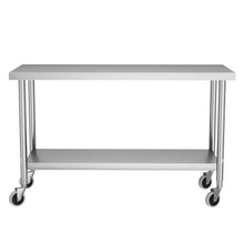 Load image into Gallery viewer, 2 Tiers Commercial Kitchen Prep & Work Stainless Steel Table Kitchen Carts & Trolleys Living and Home