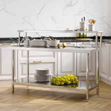 Load image into Gallery viewer, 2 Tiers Commercial Kitchen Prep & Work Stainless Steel Table Kitchen Carts & Trolleys Living and Home 1500 mm Without Backsplash