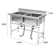 Load image into Gallery viewer, Commercial Catering Sink Stainless Steel Kitchen Sink 110cm Kitchen Sink Living and Home
