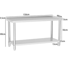 Load image into Gallery viewer, 2 Tiers Commercial Kitchen Prep Table Stainless Steel Work Table Commercial Work Tables Living and Home