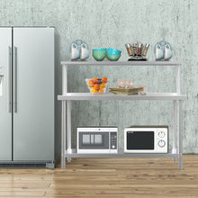 Load image into Gallery viewer, 2 Tiers Commercial Kitchen Prep Table Stainless Steel Work Table Commercial Work Tables Living and Home 1500 mm With Backsplash