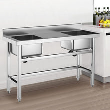 Load image into Gallery viewer, Commercial Kitchen Sink 2 Compartment Stainless Steel with Left Drainboard Living and Home