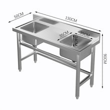 Load image into Gallery viewer, Commercial Kitchen Sink 2 Compartment Stainless Steel with Left Drainboard Living and Home