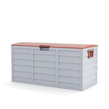 Load image into Gallery viewer, 3ft Long Outdoor Grey Chest Storage Box with Brown Cover Garden Storage Boxes Living and Home