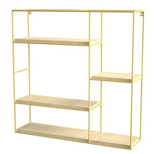 Load image into Gallery viewer, Stylish Square 4-Tier Wall Shelf with Golden Iron Rings �����������������������������������������������