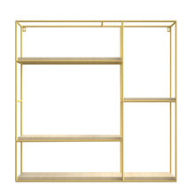 Load image into Gallery viewer, Stylish Square 4-Tier Wall Shelf with Golden Iron Rings �����������������������������������������������