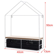 Load image into Gallery viewer, Sleek Elongated 2-Tier Wall Shelf with White Iron Rings �����������������������������������������������