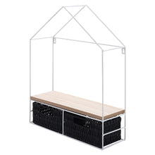 Load image into Gallery viewer, Sleek Elongated 2-Tier Wall Shelf with White Iron Rings �����������������������������������������������