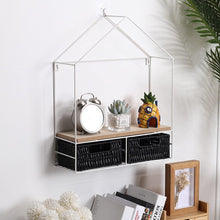 Load image into Gallery viewer, Sleek Elongated 2-Tier Wall Shelf with White Iron Rings �����������������������������������������������