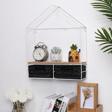Load image into Gallery viewer, Sleek Elongated 2-Tier Wall Shelf with White Iron Rings �����������������������������������������������