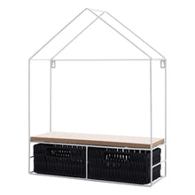 Load image into Gallery viewer, Sleek Elongated 2-Tier Wall Shelf with White Iron Rings �����������������������������������������������
