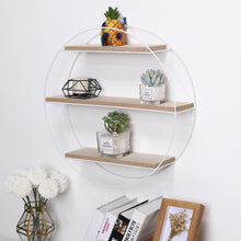 Load image into Gallery viewer, Chic Round 3-Tier Wall Shelf with White Iron Rings �����������������������������������������������