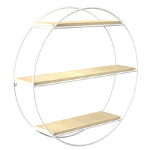 Load image into Gallery viewer, Chic Round 3-Tier Wall Shelf with White Iron Rings �����������������������������������������������