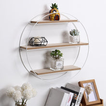 Load image into Gallery viewer, Chic Round 3-Tier Wall Shelf with White Iron Rings �����������������������������������������������