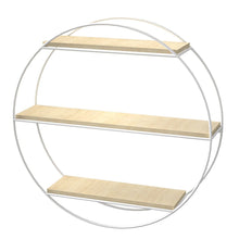 Load image into Gallery viewer, Chic Round 3-Tier Wall Shelf with White Iron Rings �����������������������������������������������