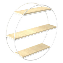 Load image into Gallery viewer, Chic Round 3-Tier Wall Shelf with White Iron Rings �����������������������������������������������