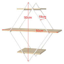 Load image into Gallery viewer, Stylish Diamond 3-Tier Wall Shelf with White Iron Rings �����������������������������������������������