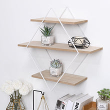 Load image into Gallery viewer, Stylish Diamond 3-Tier Wall Shelf with White Iron Rings �����������������������������������������������