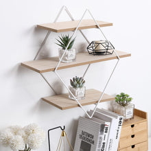 Load image into Gallery viewer, Stylish Diamond 3-Tier Wall Shelf with White Iron Rings �����������������������������������������������