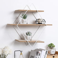 Load image into Gallery viewer, Stylish Diamond 3-Tier Wall Shelf with White Iron Rings �����������������������������������������������