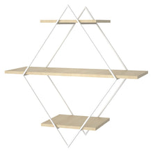 Load image into Gallery viewer, Stylish Diamond 3-Tier Wall Shelf with White Iron Rings �����������������������������������������������