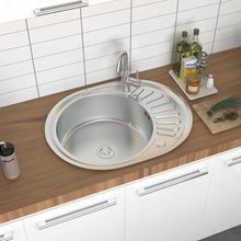 Load image into Gallery viewer, Large Inset Stainless Steel Kitchen Sink Kitchen Sinks Living and Home 57cm W x 45cm D x 17.5cm H